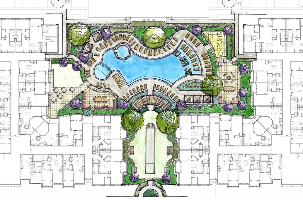 EDGE master planning concept design for pool area. 