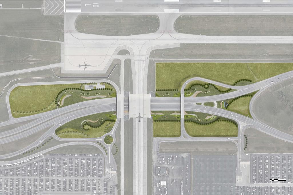 Rendering of John Glenn Columbus International Airport Gateways, master planning by EDGE. 