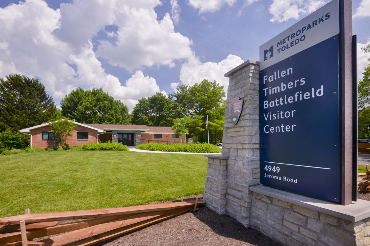Toledo Metropark signage at Fallen Timbers Battlefield and Visitors Center. 