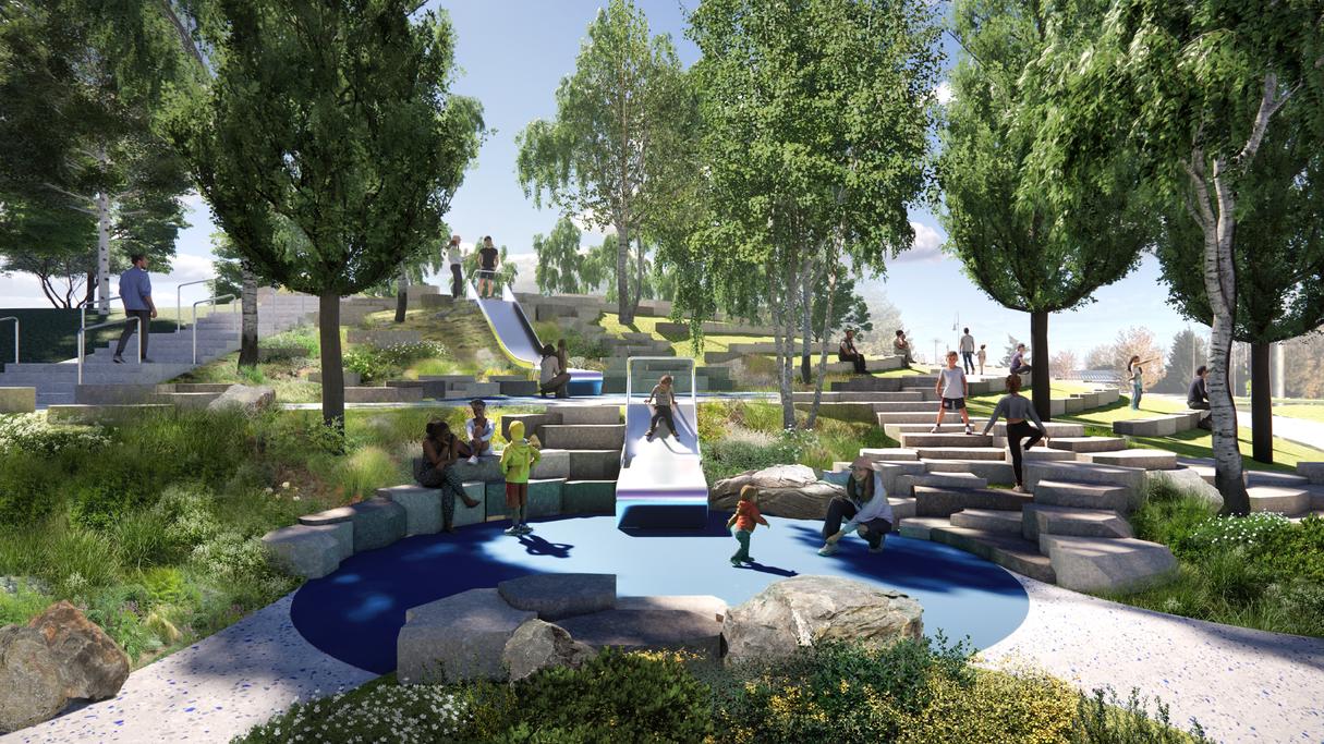Glass City Riverfront Rendering Play Area Slide