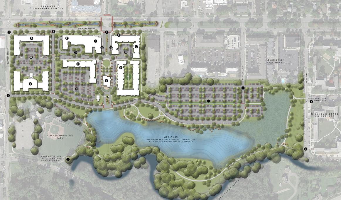 neighborhood development plan and rendering