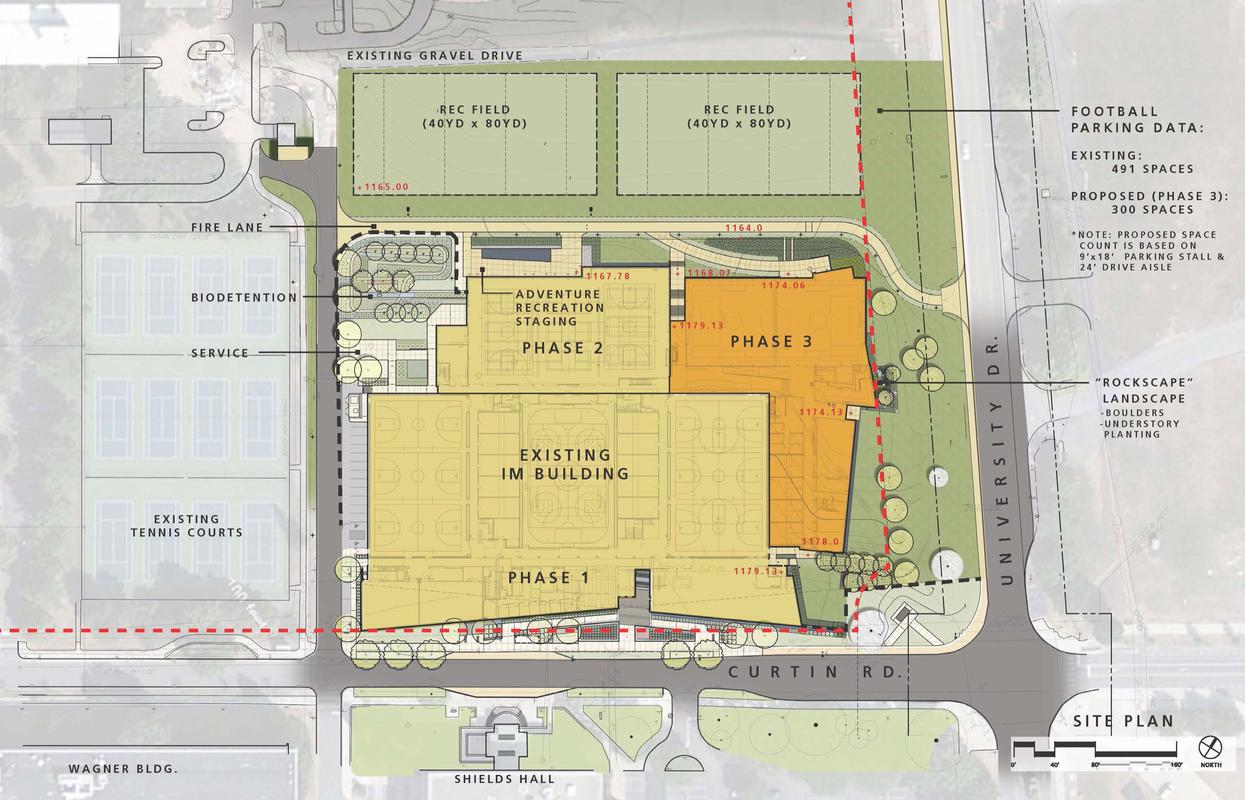rendering of the Penn State University Intramural Building master plan. 