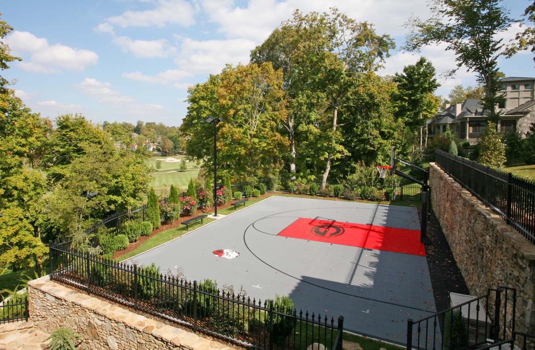 terraced residential basketball court