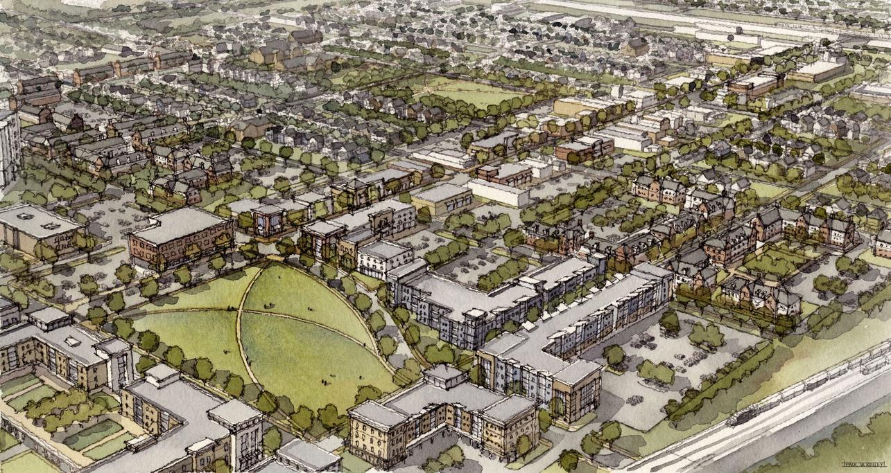 The West Franklinton Plan rendering designed by EDGE.