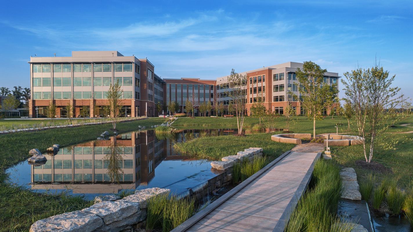 pond exterior view of corporate hq