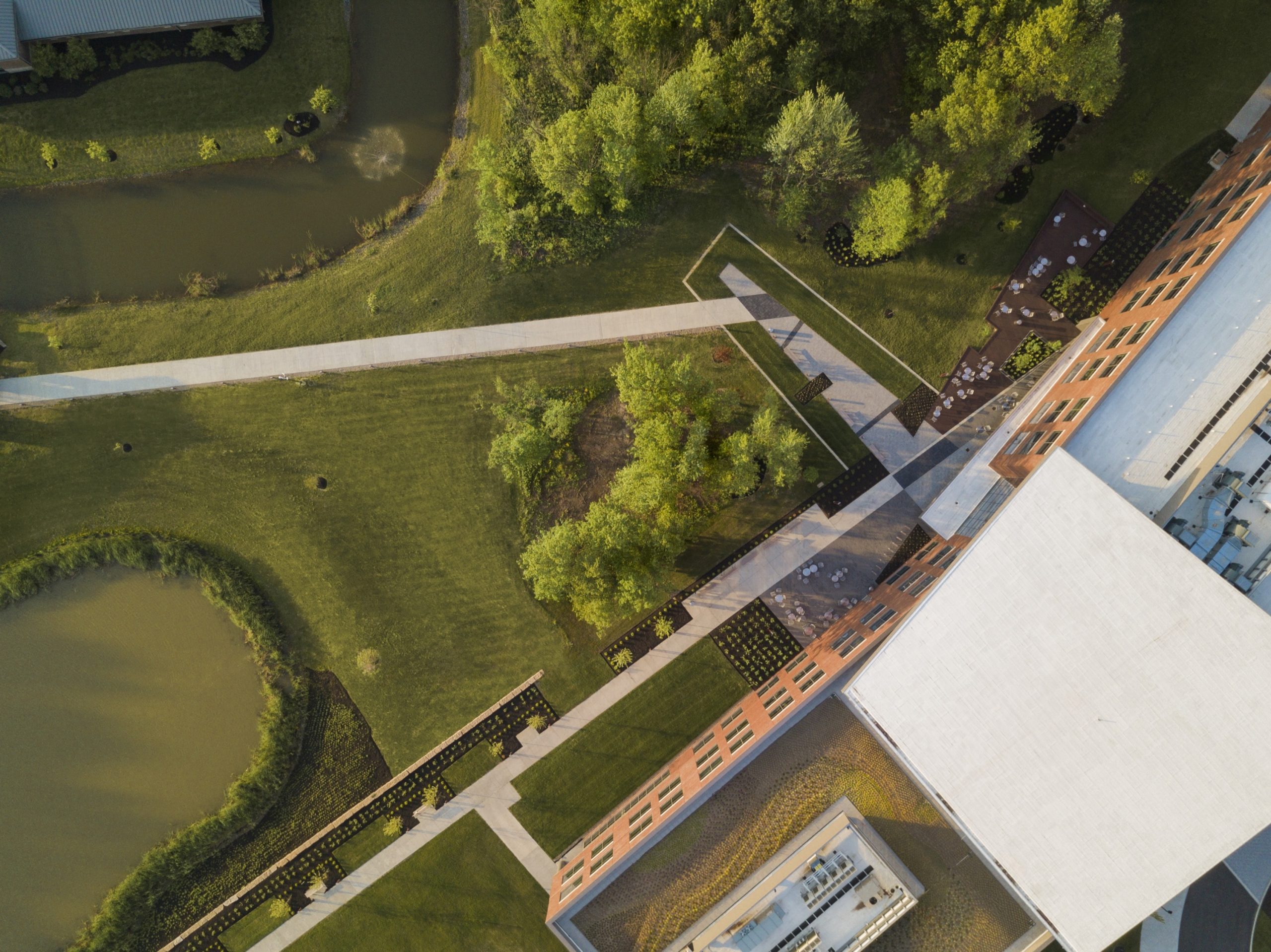 Aerial view of AEP Transmission new corporate HQ designed by EDGE.
